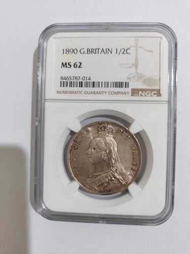 イギリス ヴィクトリア 1890年 ハーフクラウン NGC MS62