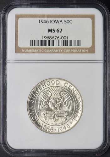 1946年アイオワ記念銀貨ハーフドル - NGC MS67 - ?COINGIANTS?