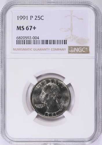 1991年ワシントンクォーター NGC MS67+ POPのみ 4ブリリアントホワイト