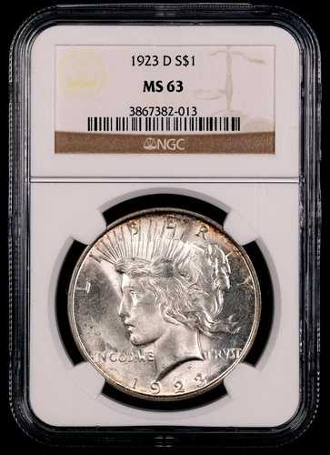 1923年-D ピース銀貨 ? NGC MS63 ? 強い光沢 ? PQ #307