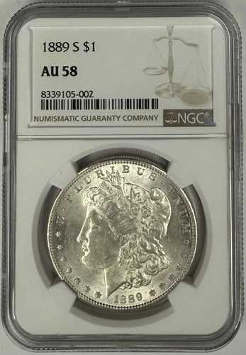 1889 S モーガン シルバー ダラー $1 NGC AU58 ??裏面はPLで日付がより鮮明??