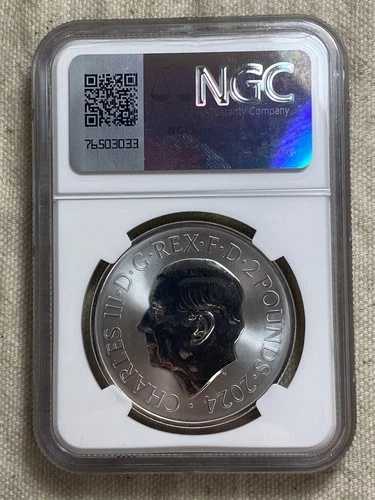 2024年 5ポンド リバースプルーフ シルバー ライオンと鷲 自由の鐘 プライベート NGC PF70 ジェニングス