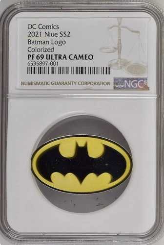 2021年バットマンロゴコイン 1オンス .999 シルバー ニウエ NGC PF69 UC。非常に人気の高い商品です。