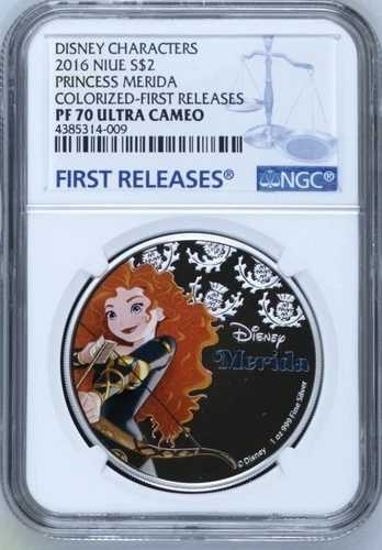 2016年 ディズニープリンセス メリダ $2 1オンス .999 シルバー ニウエ NGC PF70 UC ファーストリリース