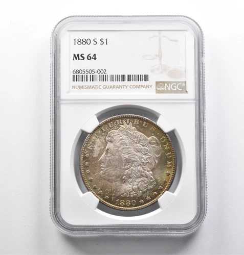 MS64 1880-S モルガン銀貨 NGC 美しい色調 *0798