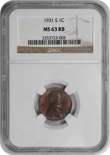 1931-S リンカーン セント MS63RB NGC