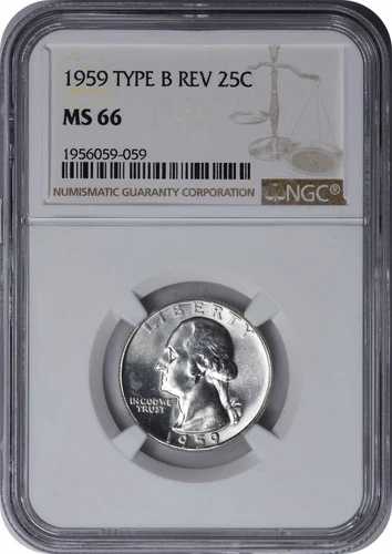 1959年ワシントン銀貨25セント硬貨タイプB裏面FS-901 MS66 NGC