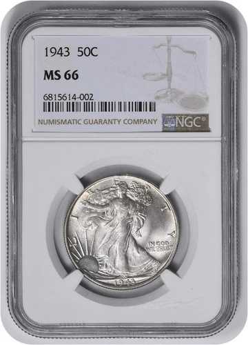 1943-P ウォーキング・リバティ・ハーフダラー MS66 NGC