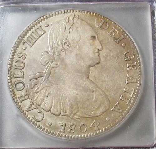 メキシコ カルロス4世 8 レアル 1804-TH, KM109, AU53 ICG 75,625円