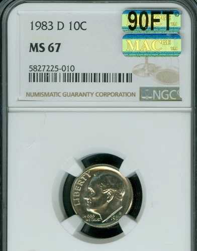 1983 D ルーズベルト ダイム NGC MS67 90 フィート PQ MAC FINEST MAC スポットレス $2,000.00 IN FT .
