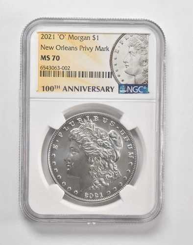 2021-O MS70 モルガン銀貨 $1 NGC 100周年記念ラベル