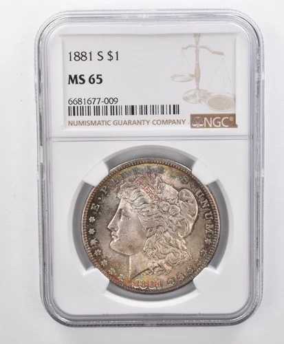 MS65 1881-S モルガン銀貨 NGC 美しい色調 *1351