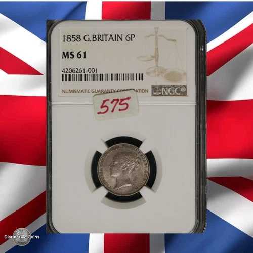 イギリス 1858 6ペンス NGC MS61 75,625円
