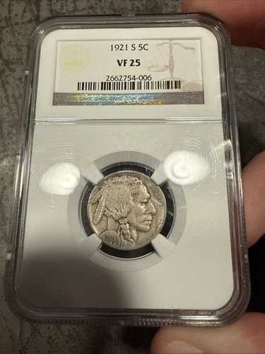 1921-S バッファローニッケル NGC VF25 タフデイト