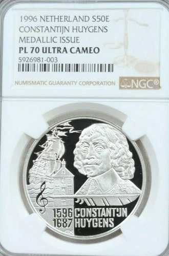 1996 オランダ シルバー 50 ユーロ コンスタンティン ホイヘン NGC PL 70 ウルトラ カメオ ポップ 1 75,625円