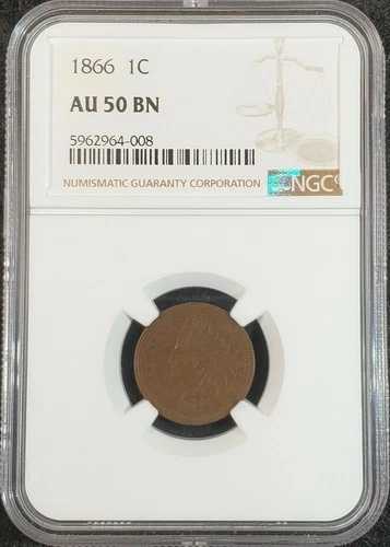 1866年インディアンヘッドセント NGC AU50 BN 5962964-008 希少コイン