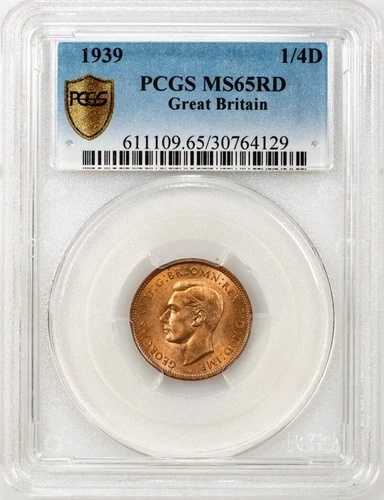 イギリス 1939年 ジョージ6世 ファーシング - PCGS MS65