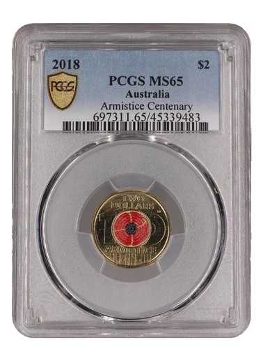 2018年 オーストラリア 2ドル硬貨 - 休戦100周年記念 - PCGS MS65