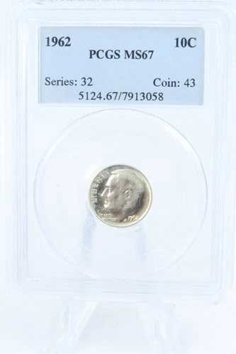 1962-P PCGS MS67 ルーズベルト ダイム ビジネス ストライク 10セント