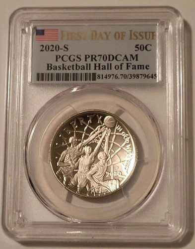 2020年 S バスケットボール HOF 記念ハーフドル PR70 DCAM PCGS ファーストストライク
