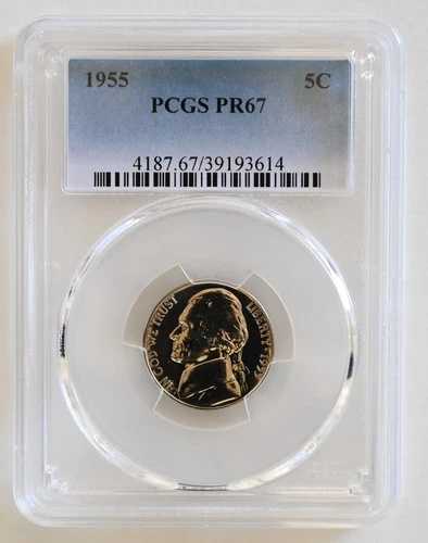 PR67 1955年 ジェファーソン ニッケル PCGS グレード US 5C プルーフ P-MINT EXACT コインの1つ