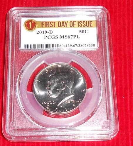 2019 D ケネディ ハーフ PCGS MS67PL 初日発行 - ホワイト 初日発行
