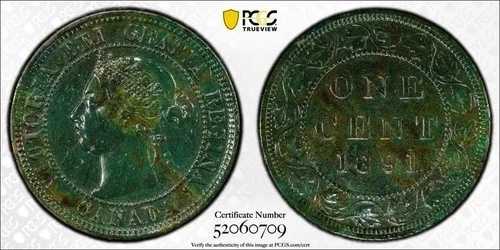 1891年カナダ・ラージセント ? LL LD ? 純正XFディテール（代替表面） ? ゴールドシールド