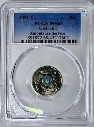 2021年 - C オーストラリア救急サービス カラー化 2ドルコイン PCGS MS68