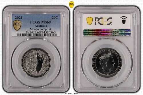 オーストラリア 2021年 マンゴフットプリント 20セントコイン PCGS MS69
