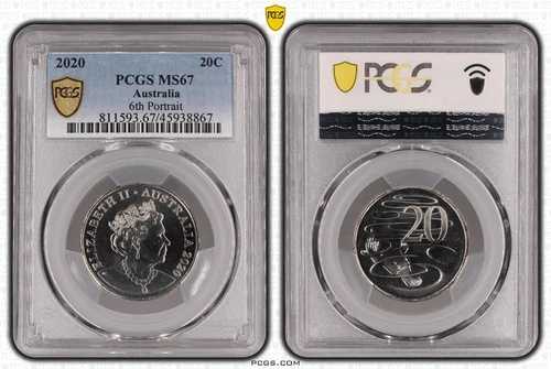 2020年 トゥエンティセント 20セント 6thポートレート オーストラリア PCGS MS67 FDC GEM UNC #3730