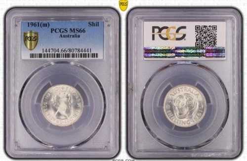 オーストラリア 1961年 (M) 銀貨 1シリング PCGS MS66