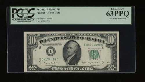 DBR 1950-C $10 FRN リッチモンド神父2013-E PCGS 63 PPQ シリアル E04174498C