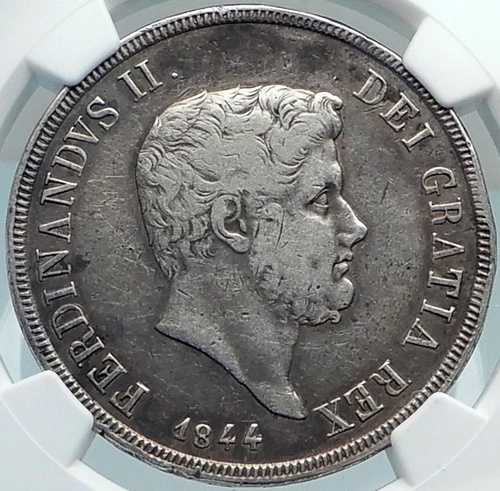 1844年 イタリア イタリア諸州 ナポリ王国 フェルディナンド2世 銀貨 NGC i81893