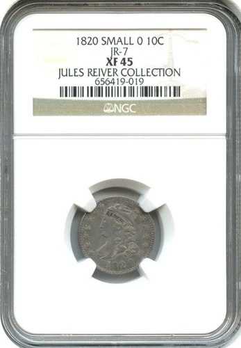 1820年製 スモール 0 キャップドバストダイム NGC XF-45 JR-7 ジュール・レイバー・コレクション