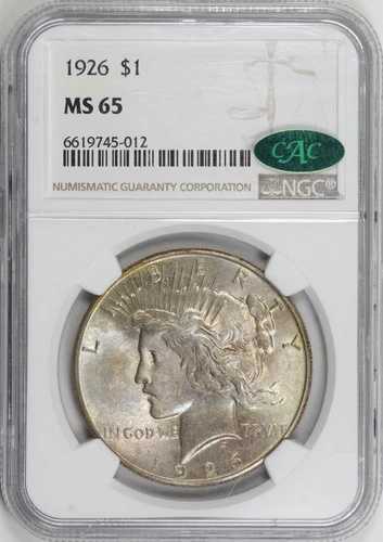 1926年 ピースダラー 1ドル NGC MS65 CAC、魅力的な繊細な色調 [BN012]