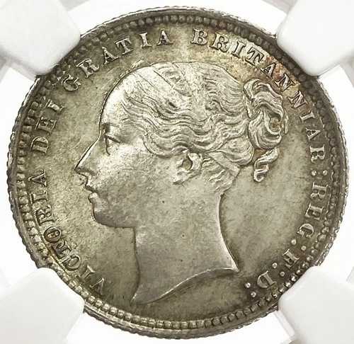 1872年 銀貨 イギリス シリング ヴィクトリア女王 ヤングヘッド NGC ミント ステート 65