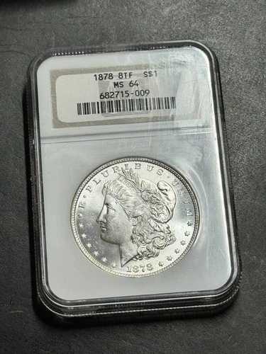 1878年 8TF モーガン シルバードル NGC MS64 8枚の尾羽根付き 美しいオリジナルコイン (3446)