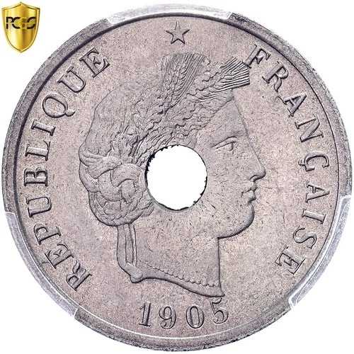 [#1508907] フランス、5 サンタイム、メルレー、1905 年、パリ、パターン、ニッケル、PCGS、SP64