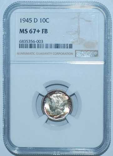 1945 D NGC MS67+FB フルバンド マーキュリーダイム グレートカラー|WORLD RESOURCE【QUEEN店】