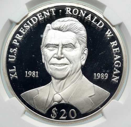 2000年 リベリア アメリカ大統領 ロナルド・レーガン プルーフシルバー 20ドル NGCコイン i85339