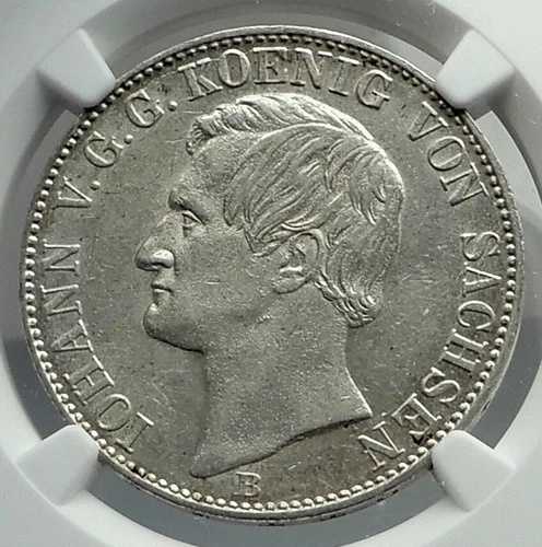 1860年 ドイツ ドイツ諸州 ザクセン王 フリードリヒ・アウグスト 銀貨 NGC i79705