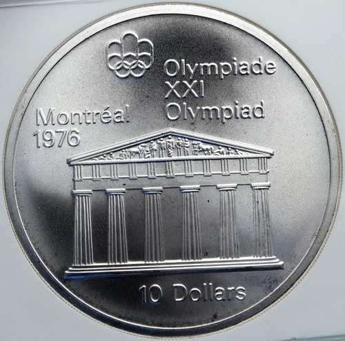1974年 カナダ イギリス エリザベス2世 モントリオールオリンピック ゼウス神殿 銀貨 NGC i87839