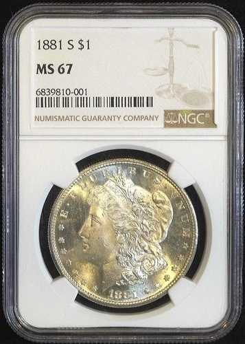 1881年 S モーガン銀貨 NGC MS67 モンスタージェムミント 美しいコイン
