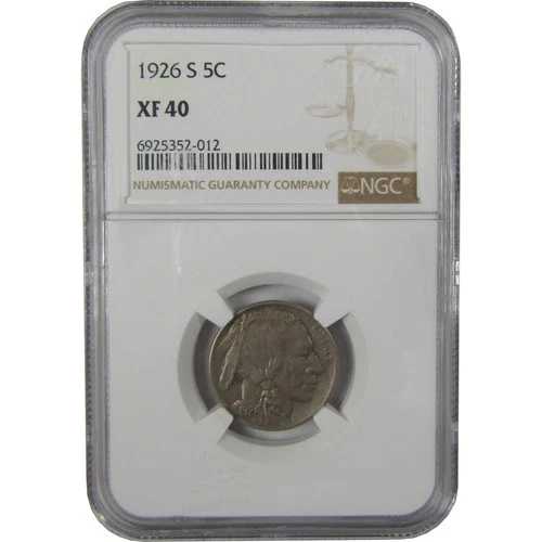 1926年 S インディアンヘッド バッファロー ニッケル XF 40 NGC 5セントコイン SKU:I21210