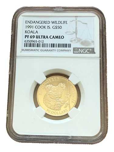 クック諸島 1991年 50ドル金貨 NGC PF69UC コアラ