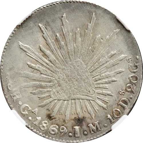 メキシコ 8 Reales Ga 1869 J.M. グアダラハラ、NGC MS62。 KM# 377.6 183,150円