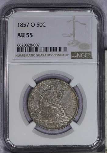 1857年-O 自由の女神座像ハーフドル 50c NGC AU55-スイートオリジナルコイン !-