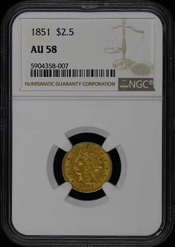 1851年クォーターイーグル 2.50ドル NGC AU58