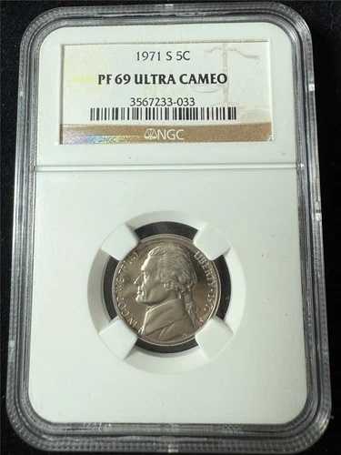 1971 S ジェファーソン ニッケル 5C PF69 ウルトラカメオ NGC PR69 DCAM UCAM SKU 3705