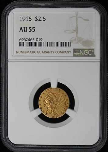 1915年インディアン 2.50ドル NGC AU55